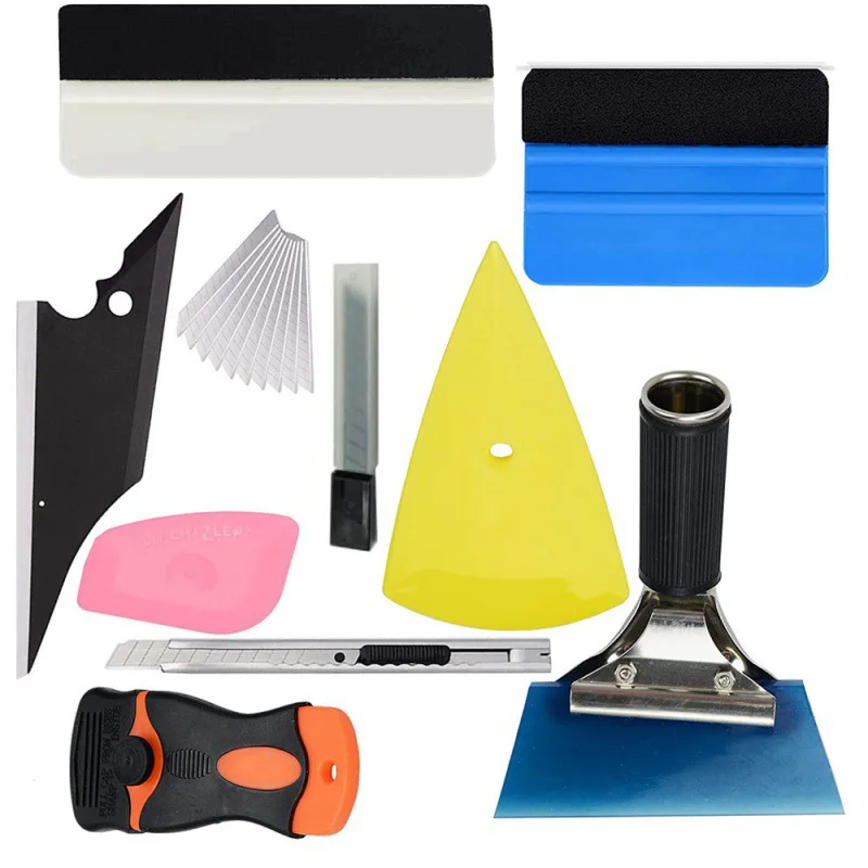 

18-Piece Vinyl Film Installation Kit Cutting Scissors Smoothing Tool Trimmer Glue Sticker Residue Cleaning Squeegee