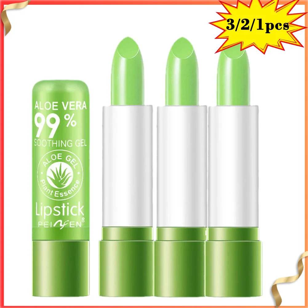 Moisturizing Aloe Vera Color-Changing Lipstick Temperature-Activated, Lip Balm for Nourishing, Anti-Drying, Exfoliating Lip Care