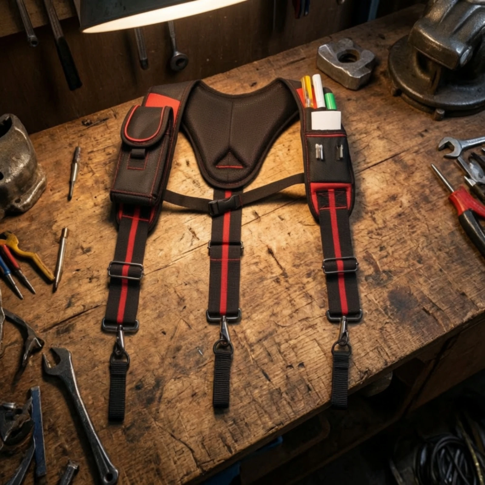 Y-Shaped Tool Shoulder Harness Detachable Tool Harness with Attractive Pocket Padded Hands-Complimentary for Tradespeople