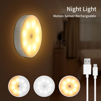 Wireless Motion Sensor Night Light Human Body Induction Rechargeable Night Lamp for Cabinet Closet Stairs Kitchen Hallway