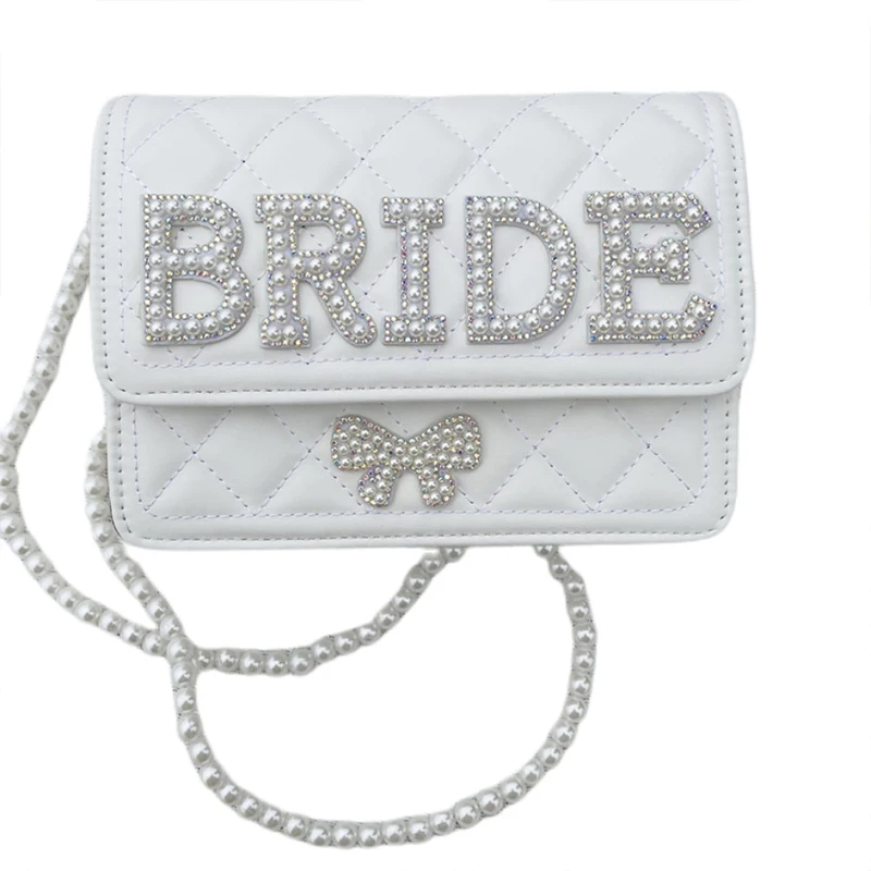 Borsa da sposa borsa a tracolla con catena di perle da sposa per essere borsa a catena di fidanzamento di nozze pochette borsa di perle per feste