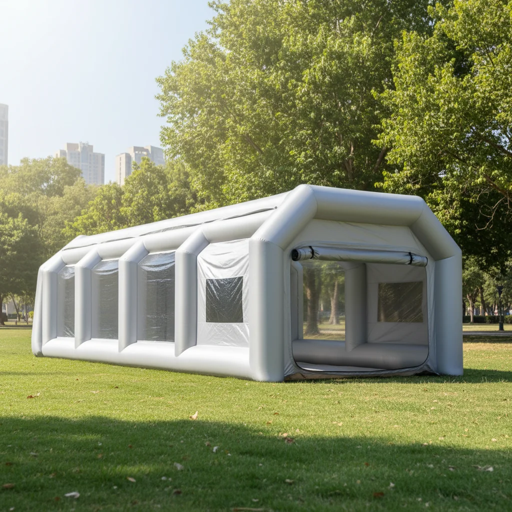 Tenda Gonfiabile Portatile per Verniciatura a Spruzzo 13,12ft Grigia, Tenda da Lavoro Gonfiabile Resistente alle Macchie e agli Strappi, Pieghevole e Facile da Montare