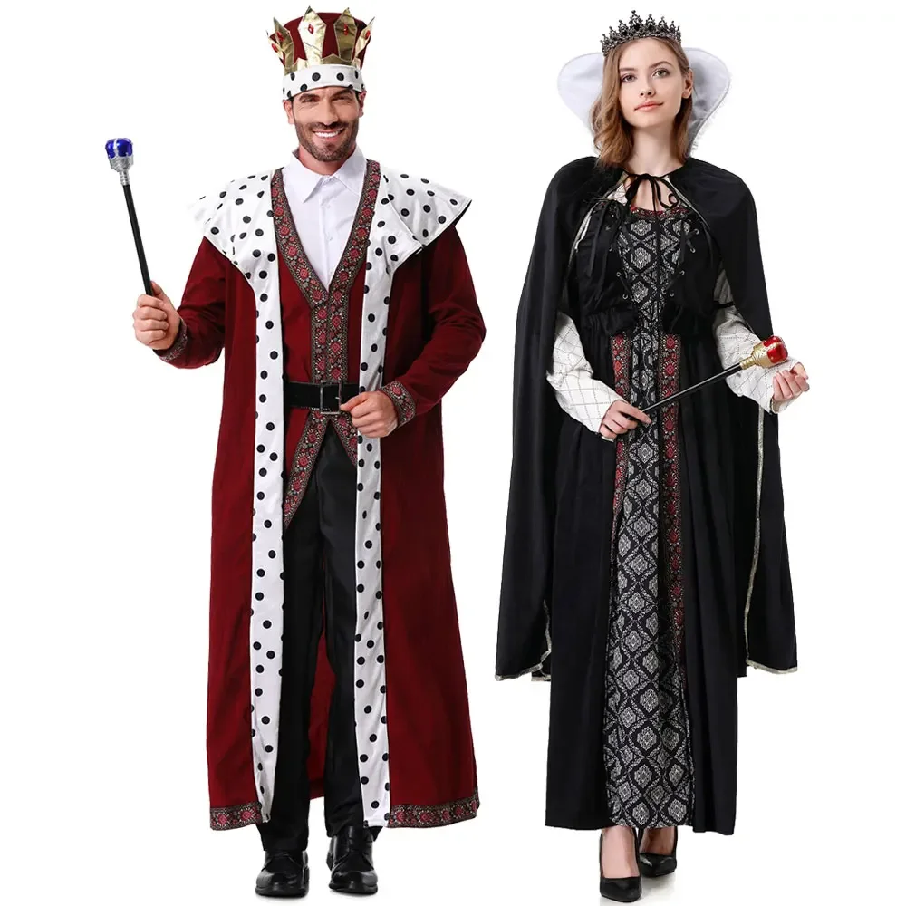 Halloween Medieval European Emperor King Queen Costume Masquerade Cosplay Uniform Couple Medieval King Queen Costumes