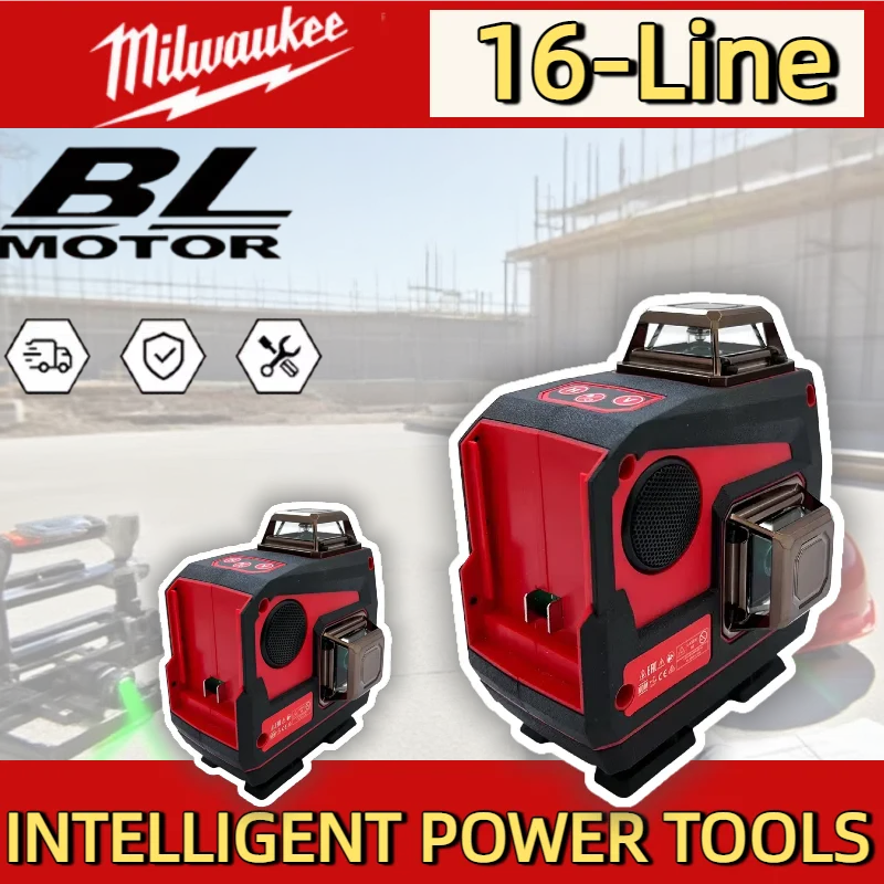 Milwaukee Laser Nível 16 Linhas Medidor Função Buzina 360 °   Ferramenta autonivelante de luz verde cruzada vertical e horizontal