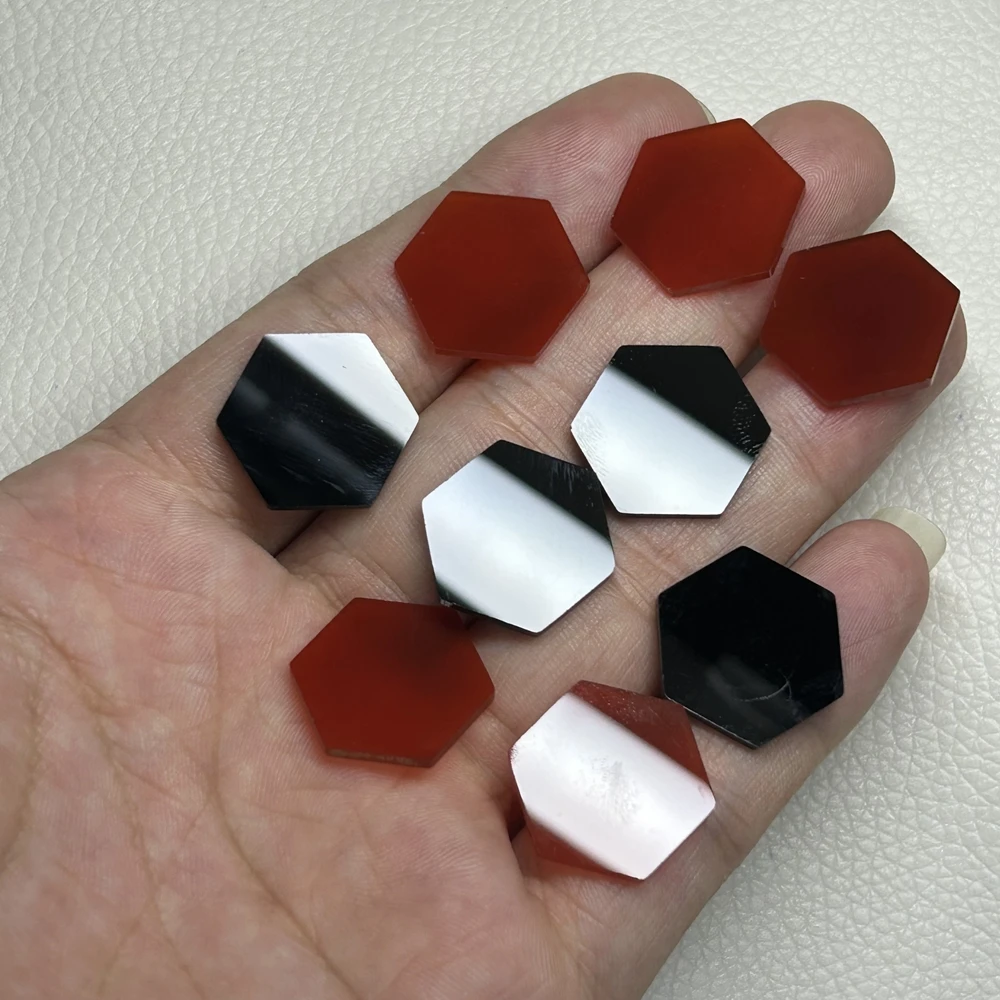 

50 Pieces 1 Bag Hexagon Shape Natural Black Onyx Red Carnelian Double Flat Bottom 17x1x7x2mm Agate Loose Gemstones