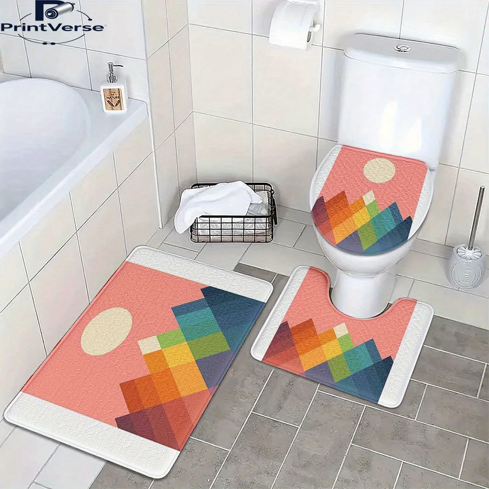 

Идеальный праздничный подарок, моющиеся коврики для ванной комнаты с радужным пиком, подходящие для ванных комнат, прачечной, украшения дома и ванной комнаты.