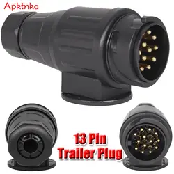 APKTNKA 12V 13 Pin Trailer Plug Durable 13 Pole Electrical Caravan Wiring Connector Towing Bar Socket Adapter Car Truck RV