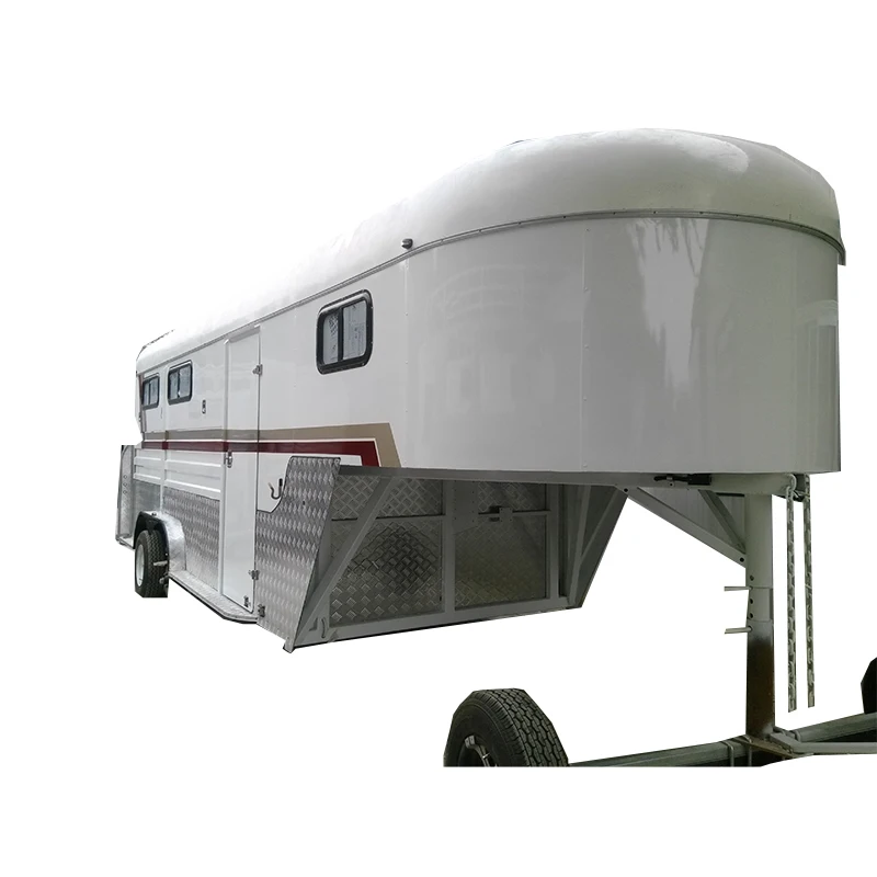 

2023 Big capacity Galvanized Steel Horse Gooseneck Trailer 4 horses Transporting Cart with Living Quarter