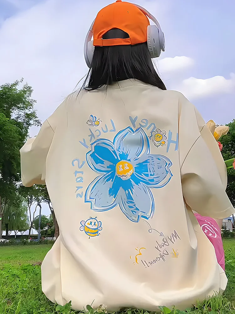 

Plus Size MBD Little Devil Green Short-sleeved Women's T-shirt Summer Casual Heavy Pure Cotton Loose Lazy Tide Brand Cotton Half