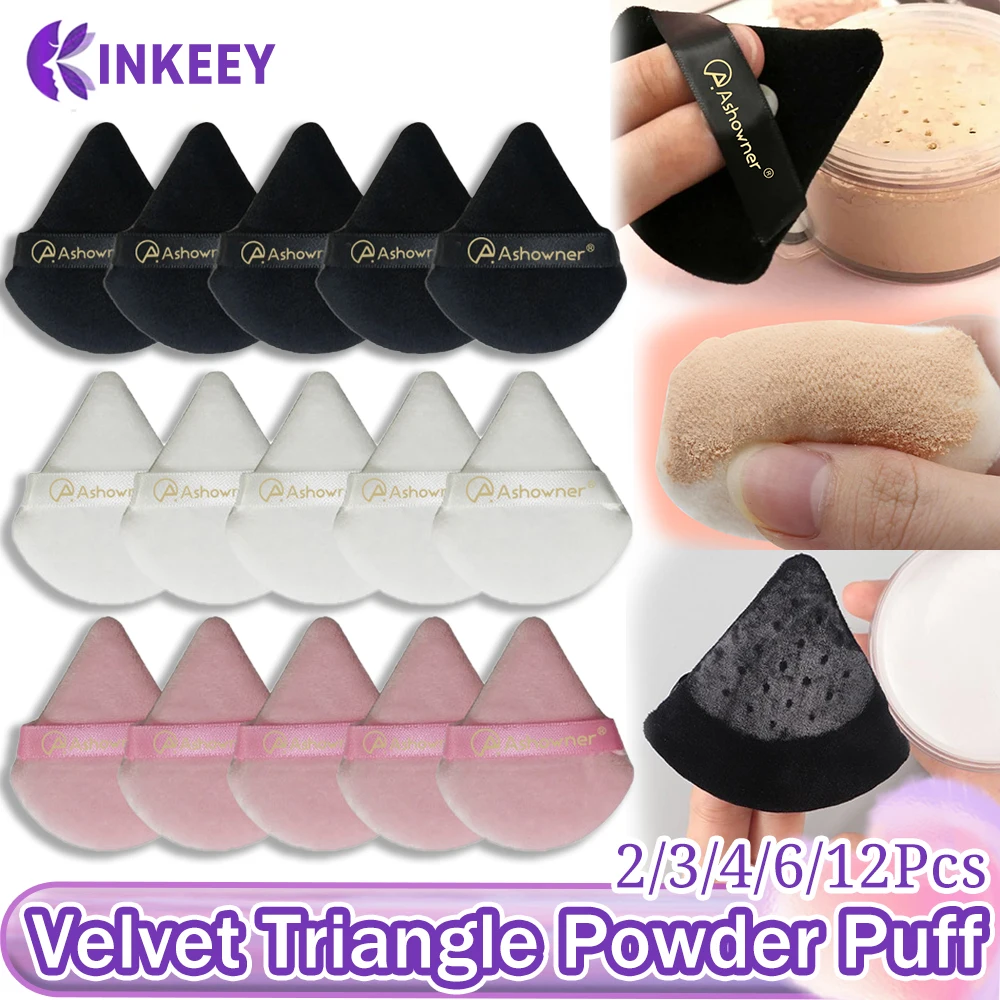 2/3/4/6/12Pcs Triangle Powder Puff Face Velvet Makeup Sponge Cosmetics Soft Cotton Powder Puff Washable Mini Make up Puff Tools