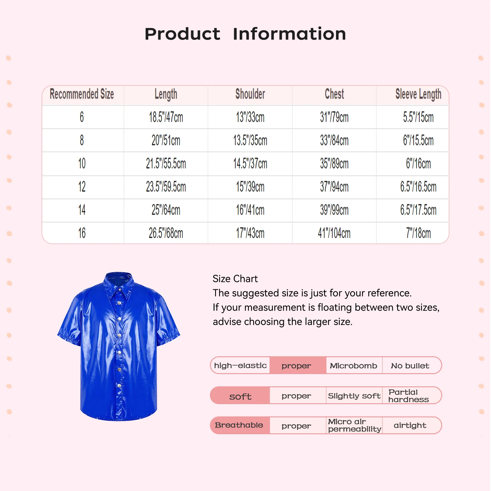 Kids Boys Water-resistant Tee Shirts Glossy Turn-down Collar Short Sleeve Press Button Front Shirt Top for Special Needs Clothes