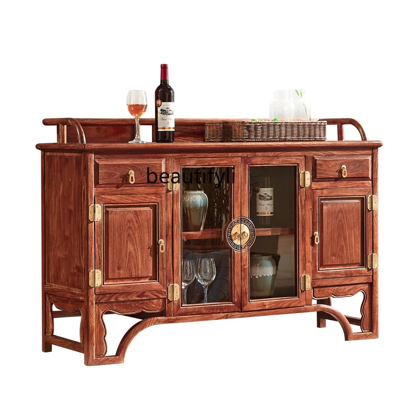 

New Rosewood Sideboard Cabinet Pterocarpus Erinaceus Poir. Tea Cabinet Rosewood Solid Wood Chinese Multi-Functional Locker