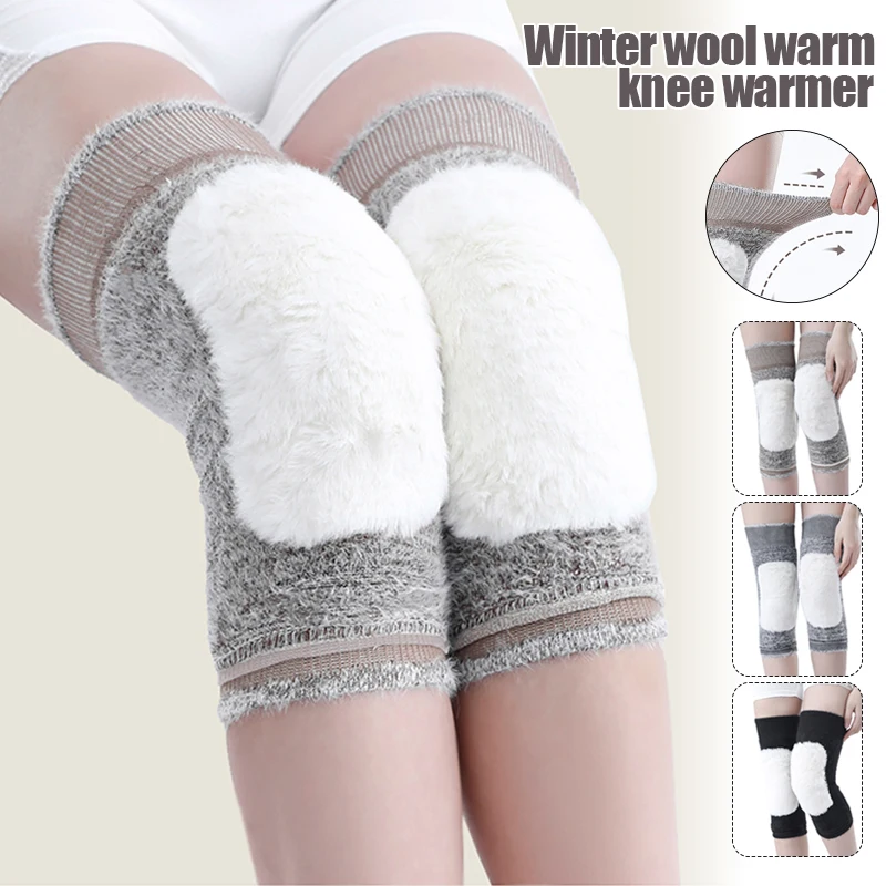 Winter Warm Plus Velvet Leg Warmers Anti Cold Knee Pads Brace Support Guard Protector Leg Sleeves Long Thermal Kneepad