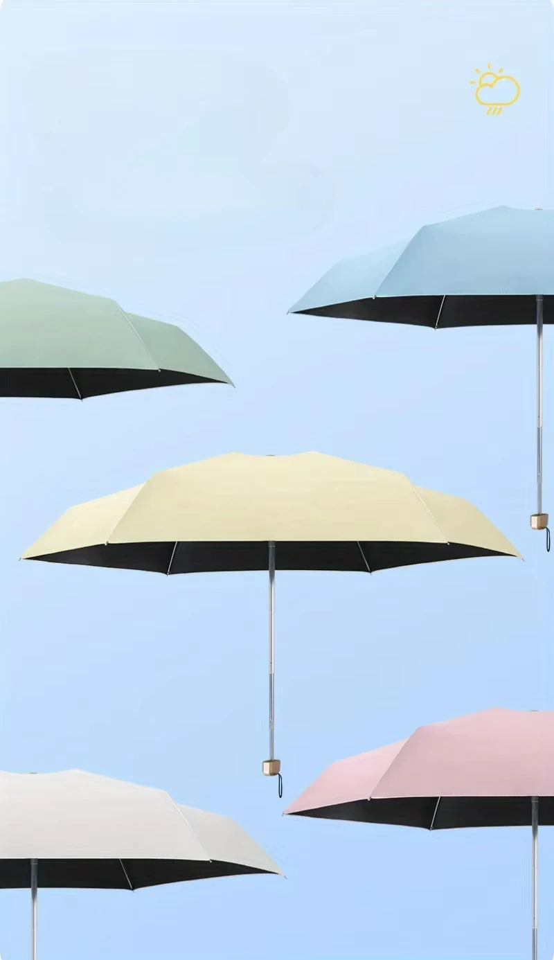 Fünffach faltbares Mini Taschenschirm superleicht für Damen Doppelfunktion Vinyl UV-Blocker Sonne und Regen Kapselstil für Reisen im Freien wasserabweisendes Gewebe ideales Geschenk für Stadtspaziergänge schützt die Ha – Detail 17