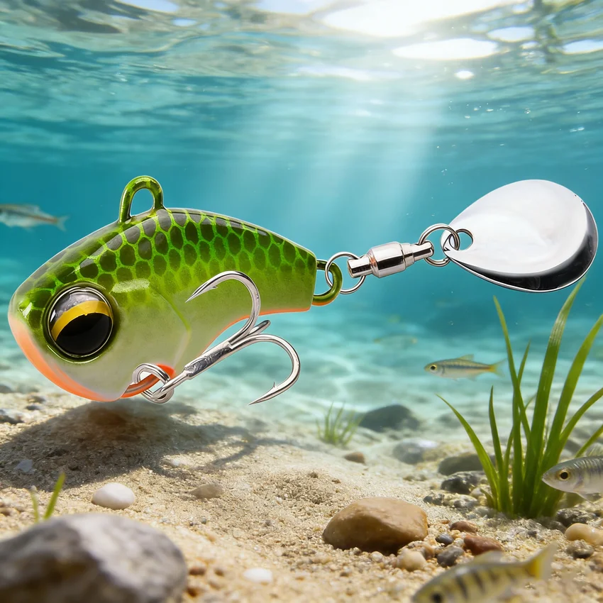 Neue Ankunft 1 stücke 6g/14g/26g Metall VIB Angeln Locken Spinner Sinking Rotierenden Löffel pin Crankbait Pailletten Köder Angelgerät – Detail 1