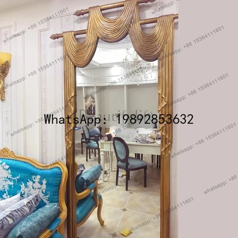 

CC French Obu curtain head decorative mirror, fitting stand mirror, floor-to-ceiling full body photo hanging mirror