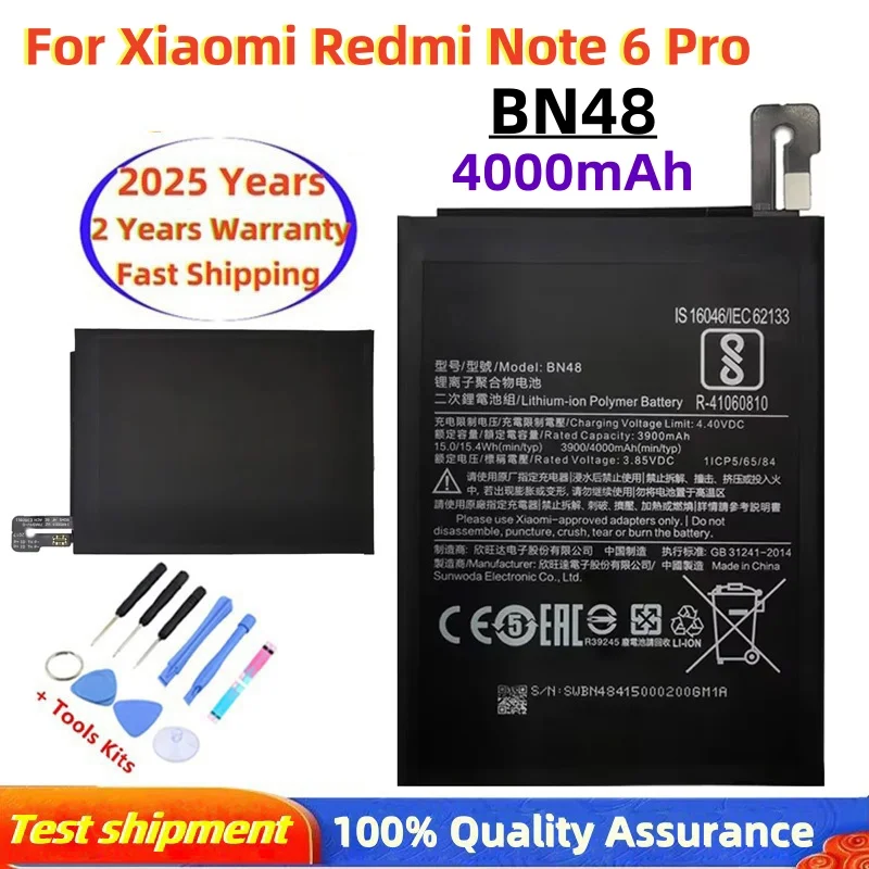 

Оригинальный аккумулятор BN48 высокого качества на 2025 года, 4000 мАч для Xiaomi Redmi Note 6 Pro 6Pro, красный рис Note6 Pro, аккумулятор для телефона Bateria