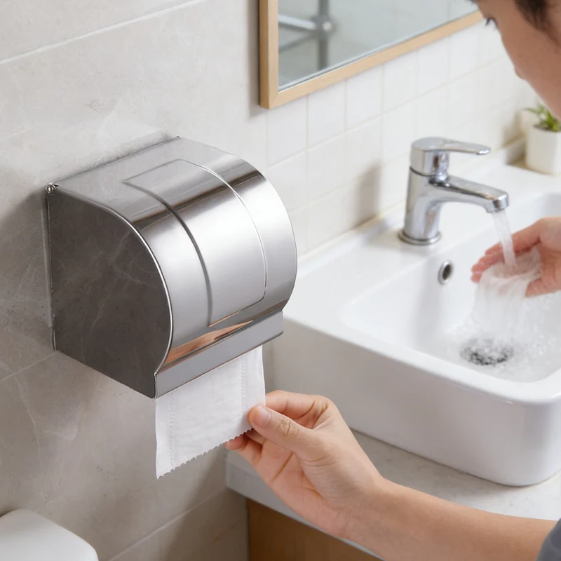

Multi-purpose Wall Mounted Waterproof Roll Paper Holder Various Types Stainless Steel Toilet Tissue Boxs Bathroom Accessories