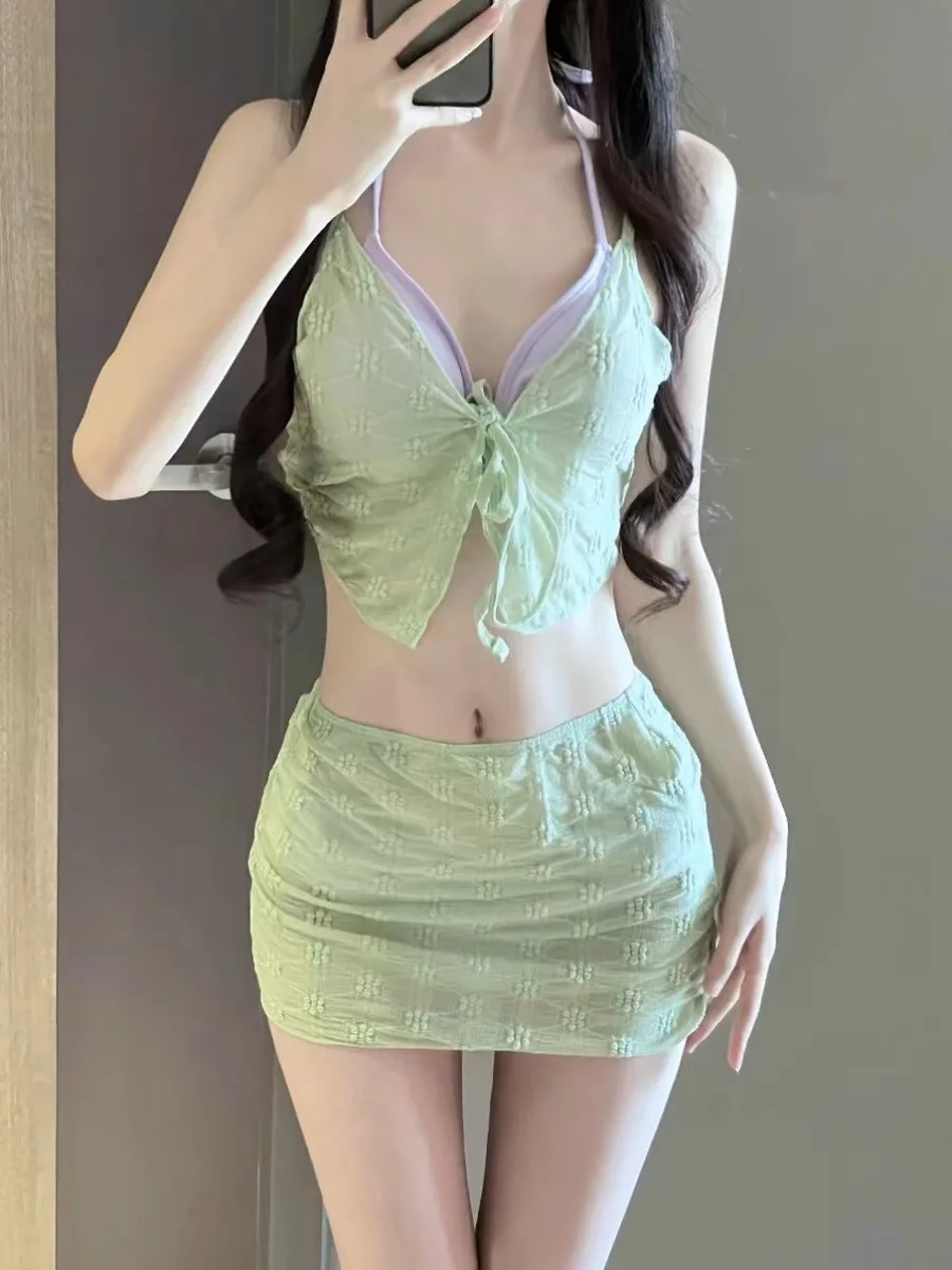 

New 2025 Women's Bikini Swimsuit Four-Piece Set Separate Swimwear Fre Sle Student Friendly Beachwear Penings Brand