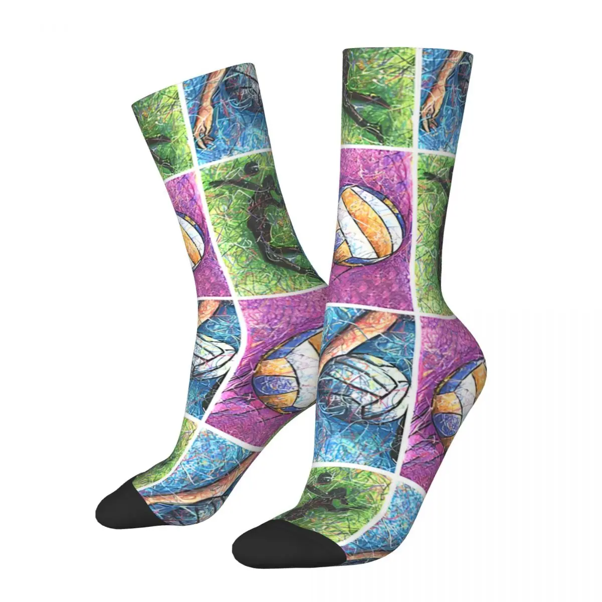 Crazy compression Girls Volleyball Team Sock for Men Harajuku Seamless Pattern Crew Sock Casual