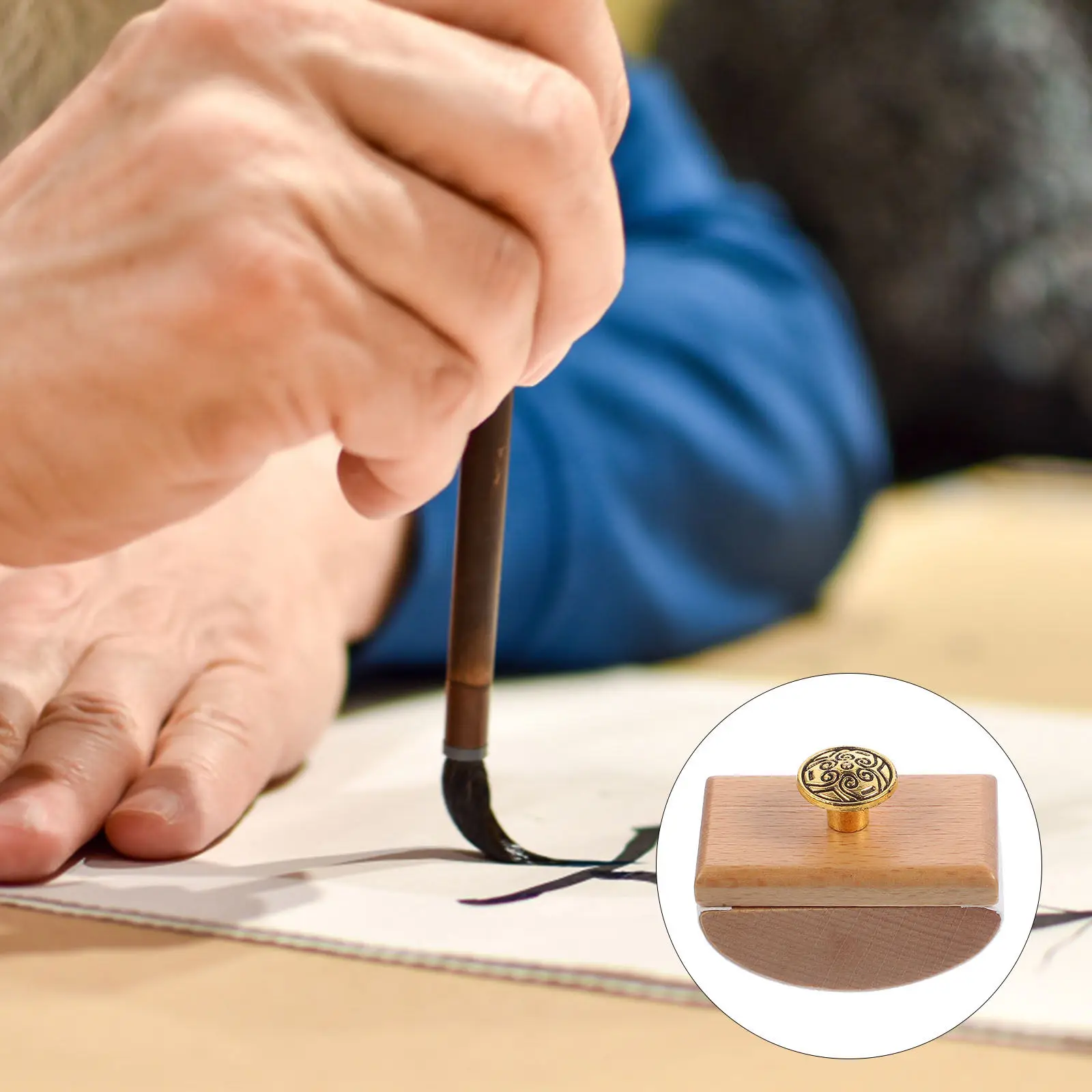 Portable Wood Rocker Blotter Ink Absorbent Stamp Quick-Drying Tool Office School Use Zinc Alloy Wood Material Ink Absorption