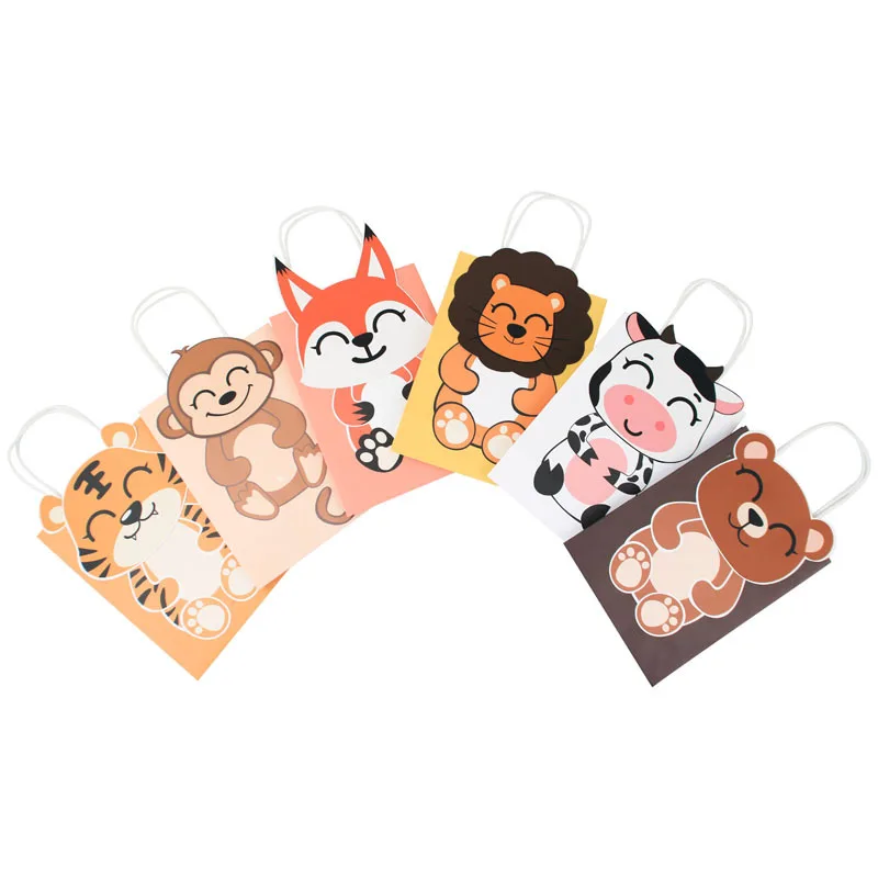 

Custom Animals Gift Bag Goodies Cake Candy Treat Decoration Kids Birthday Party Baby Shower Packaging Paper Bags A379