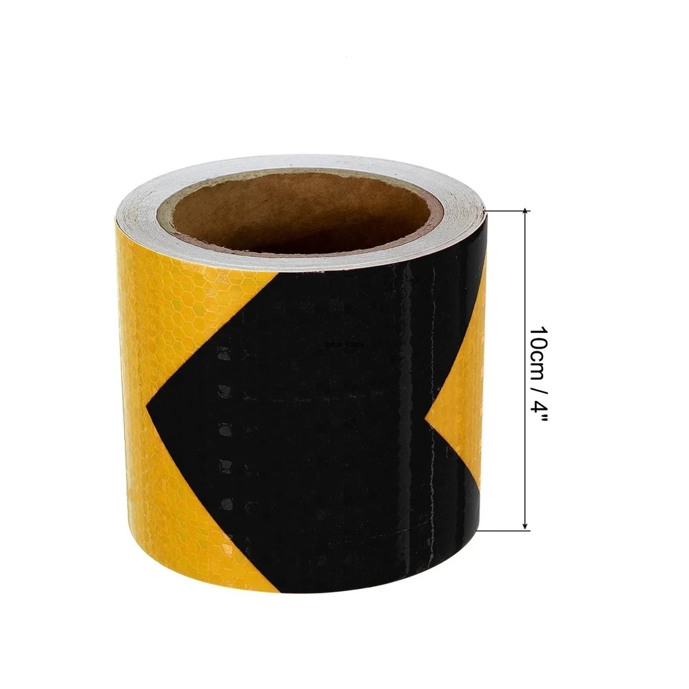 4inch*16FT Waterproof Reflective Tape Yellow-Black Conspicuity Adhesive Safety Stickers Arrow Warning Reflector Tapes For Trucks