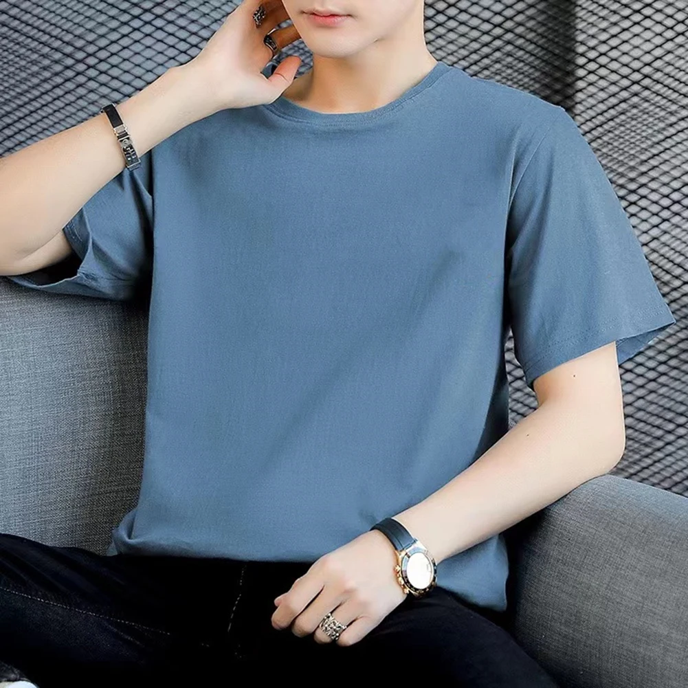 Camiseta sólida de manga curta masculina, Daily Oversized Tops, camiseta versátil, verão