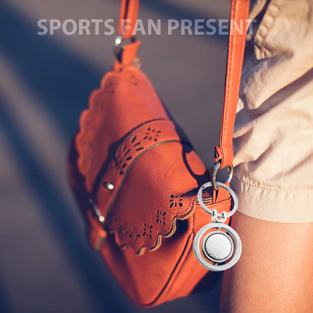 

2pcs Rotary Balls Key Chains Sports Fan Present Decorative Keyring Pendant Bag Charm Simulated Golf Ball Keychain Gift Athlete