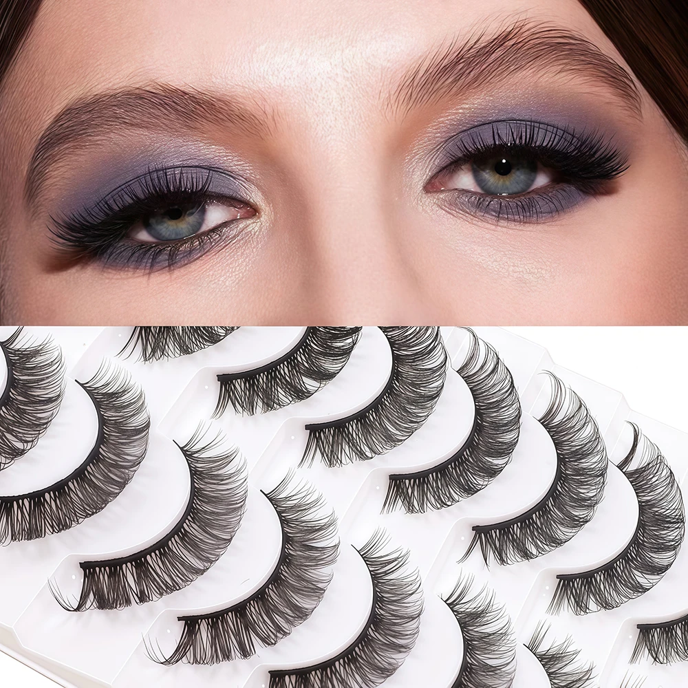 منتجات جديدة من أوروبا وأمريكا: 10 أزواج من الرموش الصناعية، رموش سميكة على شكل متقاطع، و10 أزواج من العين البيضاء المدعومة