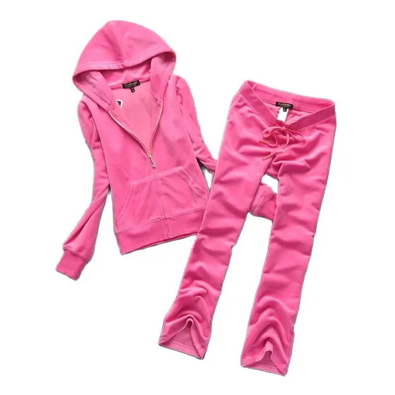 Spring 2023 New Fall Women Brand Velvet Fabric Tracksuits Velour Suit Women Track Suit Hoodies And Flare Pants Sets sportswear