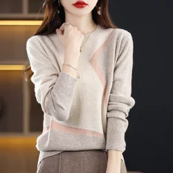 Short 100% Cashmere Sweater Autumn And Winter 2022 New Women's Round Neck Korean Western Style Knitted Base