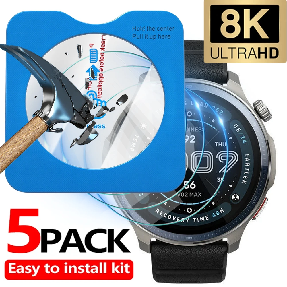 Protector de pantalla de dureza 9H con kit de instalación, cubierta de película protectora HD 8K, vidrio templado para reloj inteligente Amazfit Balance 2