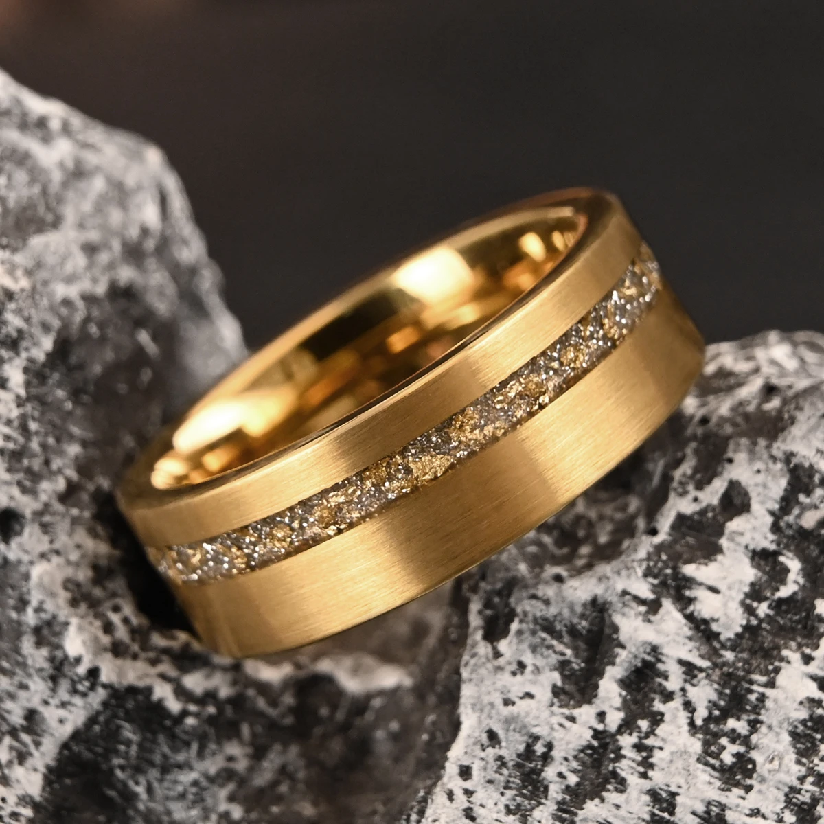 8/4MM Gold Color Tungsten Carbide Couple Wedding Rings Inlaid Gold Foil White Opal Men's Wedding Badns Engagement Promise Ring