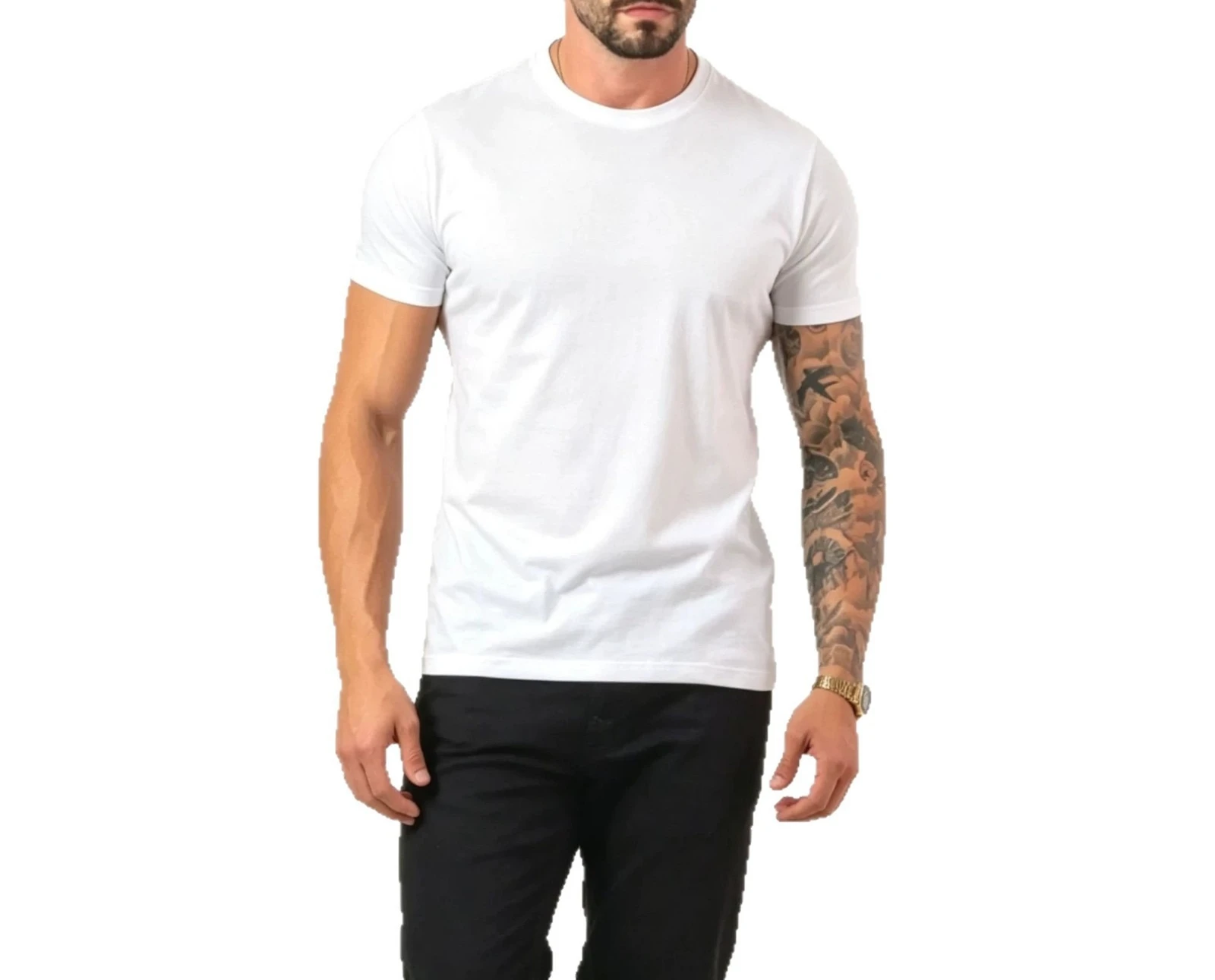 Casual Sports T-shirt Men's Elastic Summer Round Neck Slim Running Training Fitness Solid Color Short-sleeved T-shirt