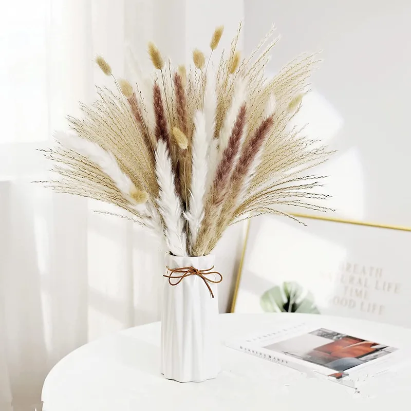 Natural Real Dried Flowers Bouquet, Reeds Rabbit Tail Pampa Grass, Christmas Decoration, House Decor, Home, Trockenblumen