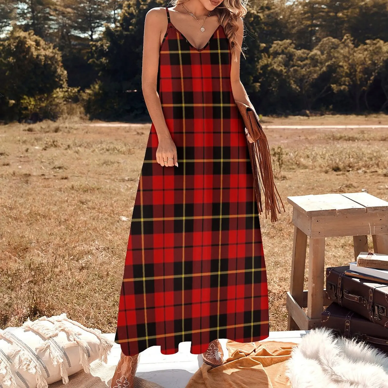 Clan Wallace Tartan Sleeveless Dress party dresses women prom dress