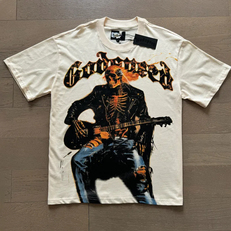 

Men's American High Street Fashion Hip Hop Streetwear High Quality Real Photo Godspeed T-shirts Cotton Breathable GOD SPEED Tops