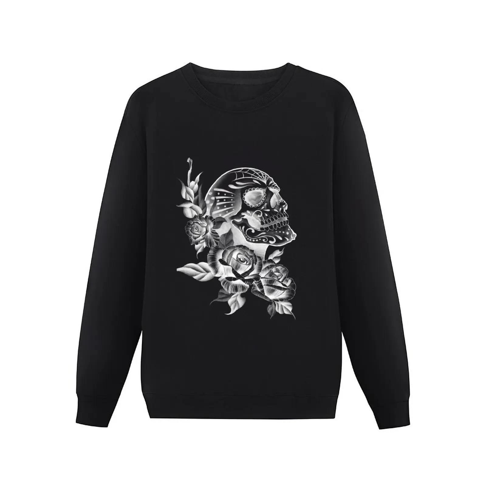 Day of the Dead Skull with Flowers Tattoo Design Pullover Hoodie men's autumn clothes new sweatshirt