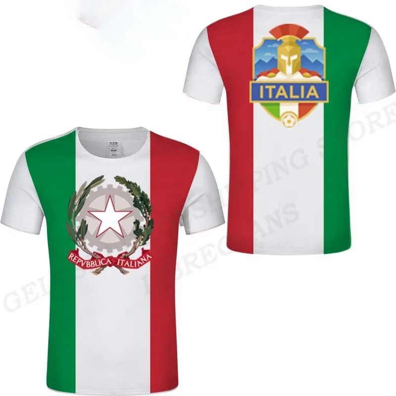 2024 Italian Flag T-shirt Men's Fashion Casual Children's Hip Hop T-shirt Italian National Emblem 3d Printed Round Neck Oversize