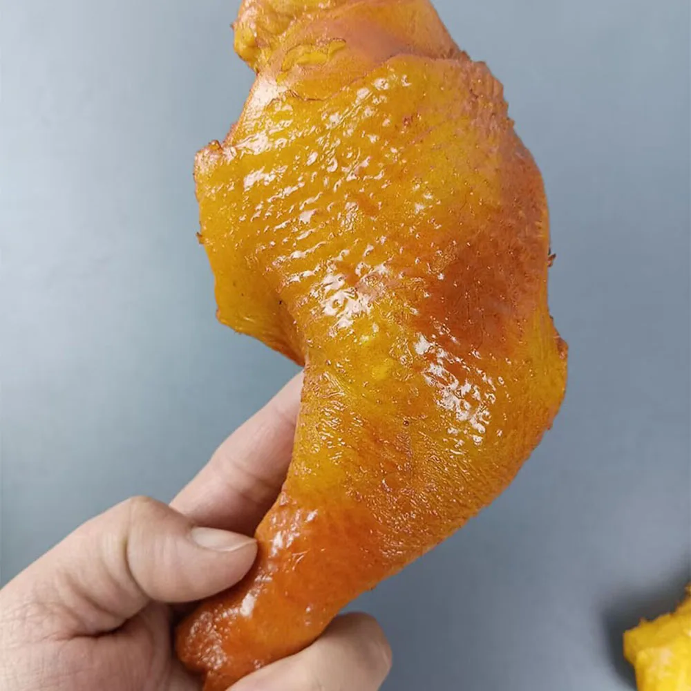 PVC Miniature Food Model for Home Decoration, Roast duck leg model, Large chicken leg food Props, Simulation, Color
