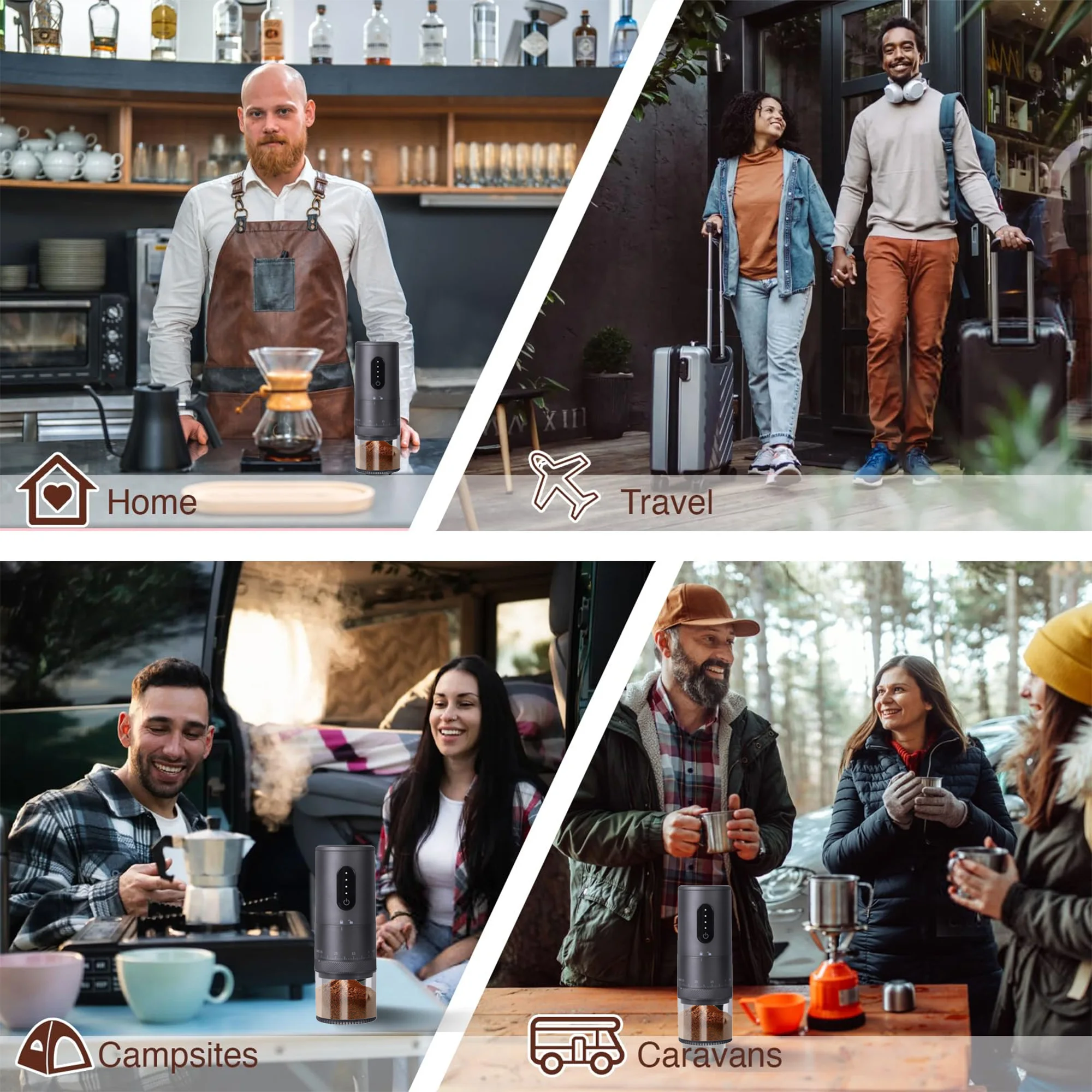 Portable Electric Coffee Grinder USB‑C Rechargeable Ceramic Burr Adjustable Grind Size Coffee Bean Mill for Home Camping Travel view 5