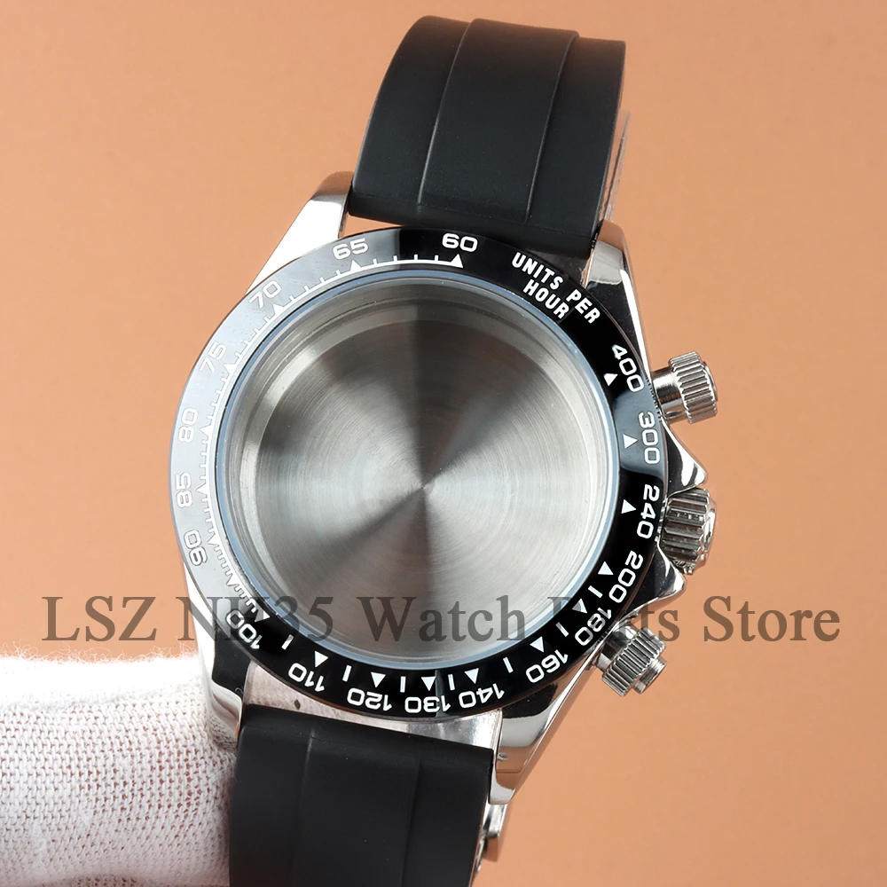 FIT Daytona VK63 40mm Watch Case Rubber Strap 10ATM Waterproof For Seiko Chronograph VK63 VK64 Movement 29mm Dial 316L Steel