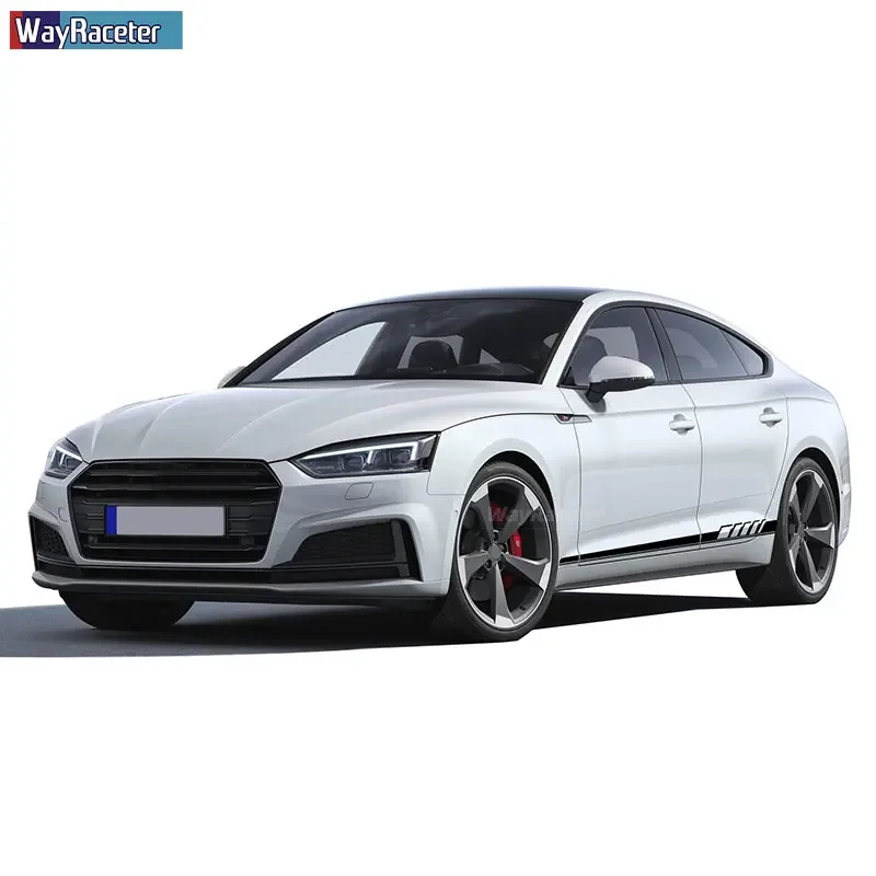 2 Pcs Racing Sport Car Door Side Stripes Skirt Stickers Vinyl Decal For  A3 A4 A5 A6 A7 Q2 Q3 Q5 RS3 RS4 RS5 TT Accessories