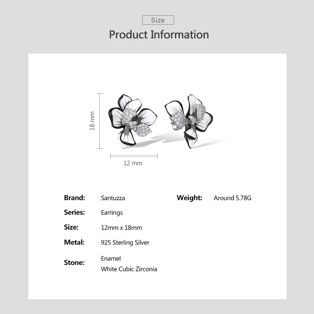 SANTUZZA – boucles d'oreilles en argent Sterling 925 pur pour femmes, fleur scintillante en émail violet et blanc, bijoux fins de fête Chic de mariage