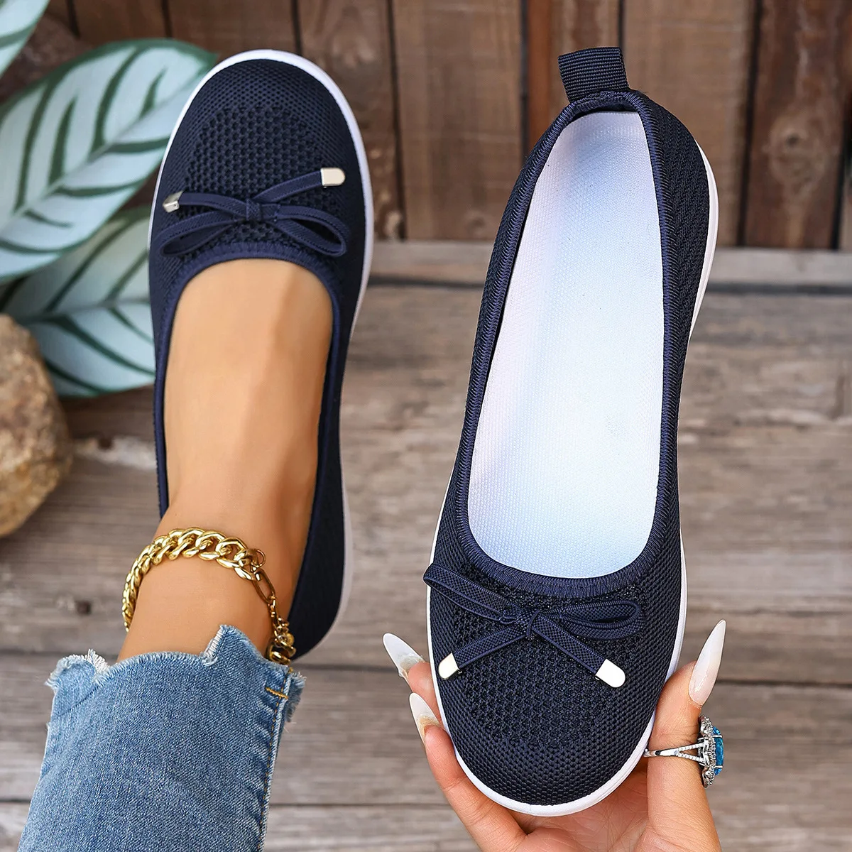 

Shoes women's new round head soft sole lazy fashionable versatile casual shoes non-slip and wear-resistant one-pedal single