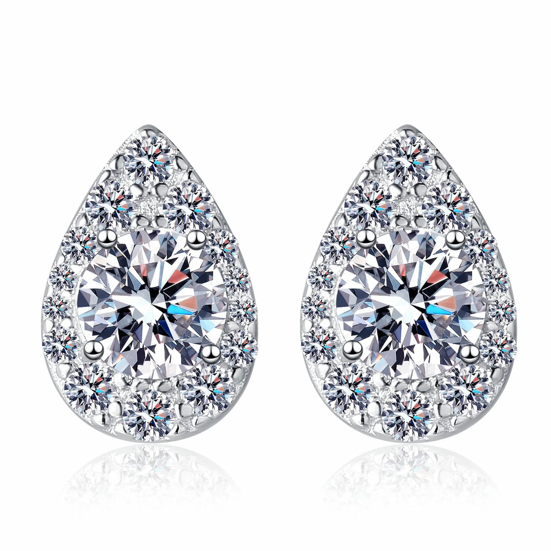 

HAIMATONG PT950 Platinum earrings pear shaped moissanite earrings droplet shaped simple daily versatile