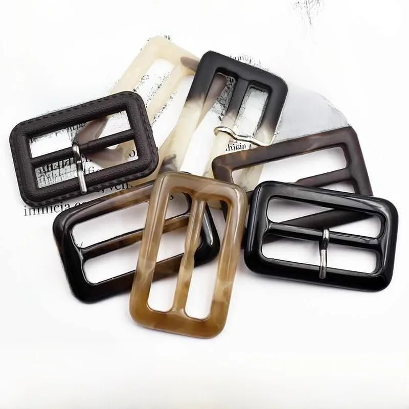 rectangular-resin-women's-clothing-decoration-shoulder-bag-strap-button-coat-waist-belt-buckle-large-coat-windbreaker