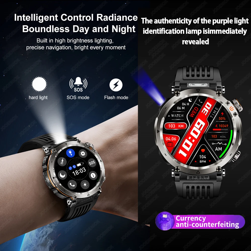 HT30 Smart Watch Bluetooth Call Men Outdoor Sports Fitness Compass Heart Rate Health Monitoring 600mAh Large Battery Smartwatch
