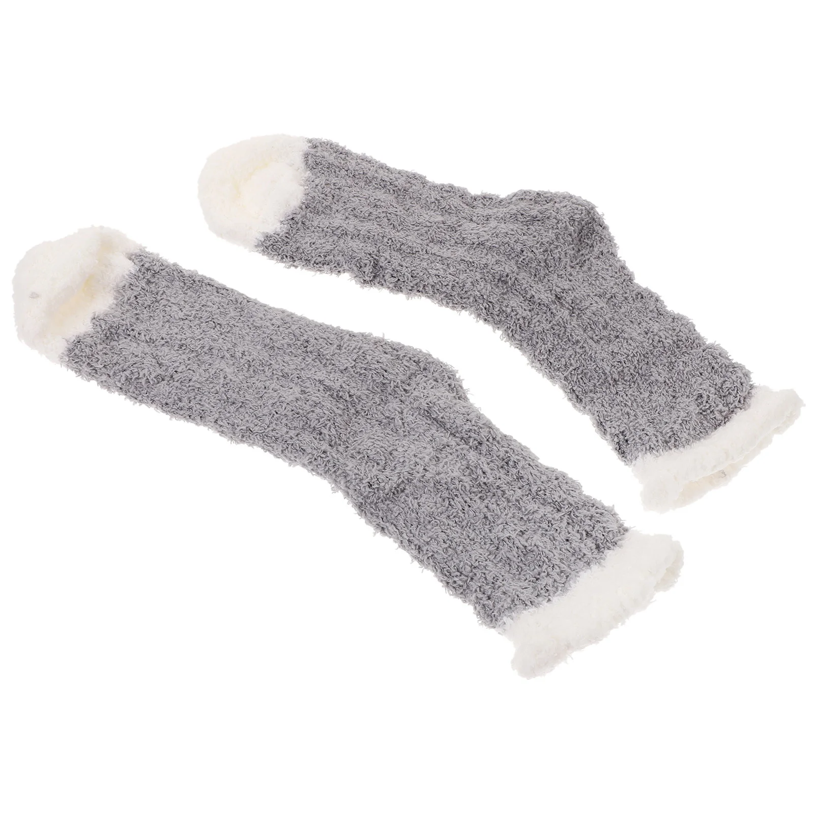 

1Pair Thick Coral Fleece Sleeping Socks Soft Warm Middle Tube Grey Winter Bed Socks Cozy for Girls Students Women